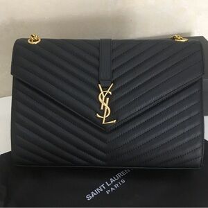 Saint Laurent Black Chevron Shoulder Bag